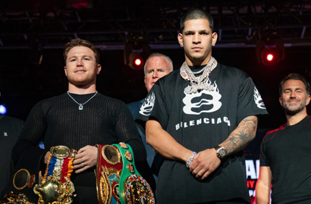 Canelo Alvarez defends his unified super middleweight world titles against Edgar Berlanga in Las Vegas on Saturday Photo Credit: Esther Lin/Premier Boxing Champions