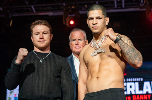 Edgar Berlanga predicts a sixth-round knockout over Canelo Alvarez. Photo: Ryan Hafey/Premier Boxing Champions