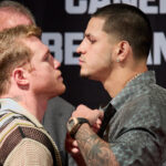 Canelo and Berlanga face-to-face ahead of Saturday’s showdown Photo Credit: Esther Lin/Premier Boxing Champions