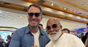 Eddie Hearn and Leonard Ellerbe appeared to squash their beef in Las Vegas Photo Credit: @heyitsmarcosv Twitter