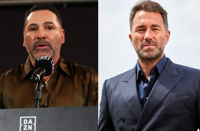 De La Hoya has taken a pop at Hearn (Photo Credit: Ed Mulholland Matchroom Boxing, David Levene, The Guardian)