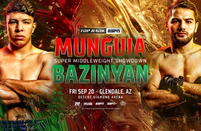 Jaime Munguia faces Erik Bazinyan at the Desert Diamond Arena in Glendale on Friday Photo Credit: Top Rank Boxing