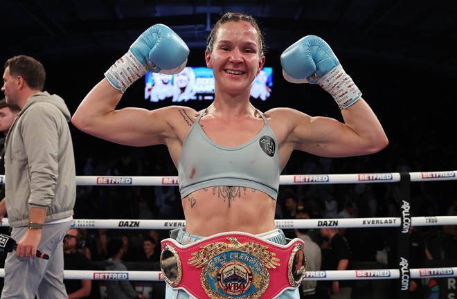 Harper became the world champion in three weight classes. Photo: Mark Robinson Matchroom Boxing