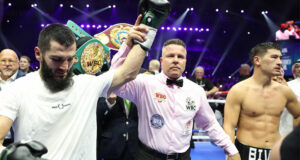 Beterbiev becomes undisputed light heavyweight champion of the world after a majoriy decision win over Dimitry Bivol. Photo Credit: Leigh Dawney/Queensberry Promotions