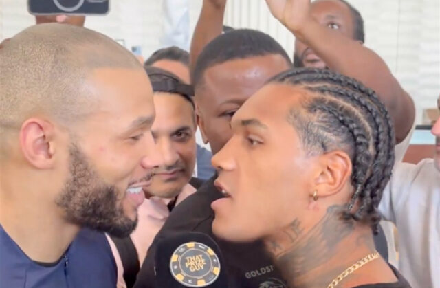 Conor Benn and Chris Eubank Jr confronted each other in Riyad Photo: @ChrisEubankJr Twitter