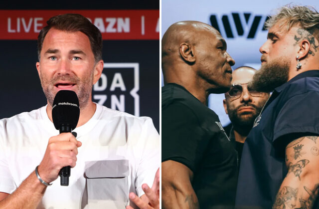 Eddie Hearn has launched a scathing attack on Jake Paul vs Mike Tyson Photo Credit: Ed Mulholland/Matchroom/Amanda Westcott/Most Valuable Promotions