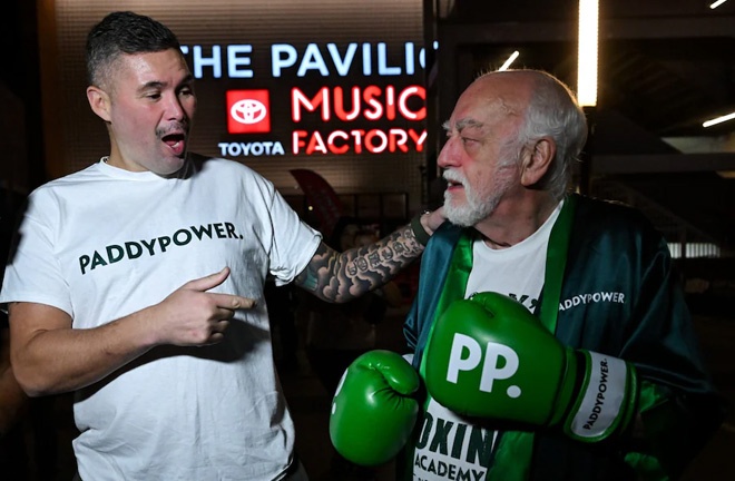 Bellew interjected at Wednesday's press conference with an elderly gentleman who had called Paul to the meeting. Photo: Stephen McCarthy