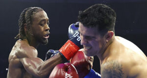 Keyshawn Davis stopped Gustavo Lemos in the second round in Norfolk on Friday Photo Credit: Mikey Williams/Top Rank