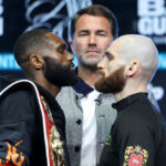 Ennis and Chukhadzhian face-to-face ahead of Saturday’s rematch Photo Credit: Mark Robinson Matchroom Boxing