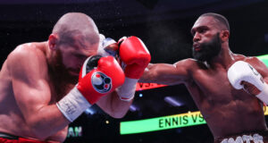 Jaron Ennis overcame Karen Chukhadzhian in their rematch in Philadelphia on Saturday Photo Credit: Mark Robinson Matchroom Boxing