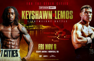 Keyshawn Davis faces Gustavo Lemos at the Scope Arena in Norfolk on Friday Photo Credit: Top Rank Boxing