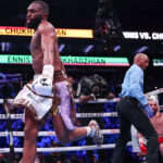 Ennis dropped Chukhadzhian in the fifth round Photo Credit: Mark Robinson Matchroom Boxing