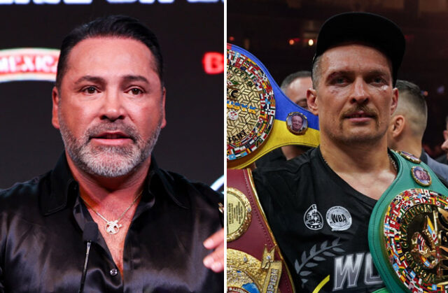 Oscar De La Hoya admits that he is excited about the prospect of Oleksandr Usyk fighting Zurdo Ramirez. Photo: Golden Boy/Cris Esqueda/Stephen Dunkley/Queensberry