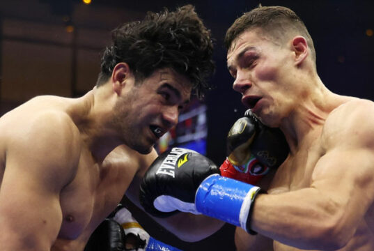 Gilberto Ramirez wins the world cruiserweight unification bout by unanimous decision against Chris Billam-Smith in Riyadh. Photo Credit: BBC Sport (x.com)