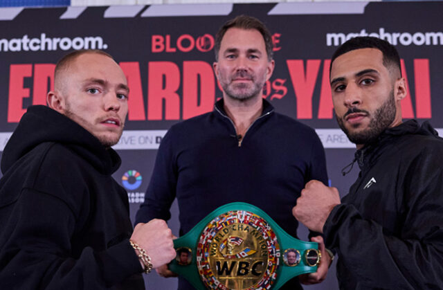 Sunny Edwards and Galal Yafai clash for the vacant WBC interim flyweight title in Birmingham on Saturday, live on DAZN Photo Credit: Mark Robinson Matchroom Boxing