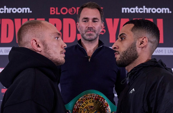 Edwards and Yafai face-to-face ahead of Saturday's showdown Photo Credit: Mark Robinson Matchroom Boxing