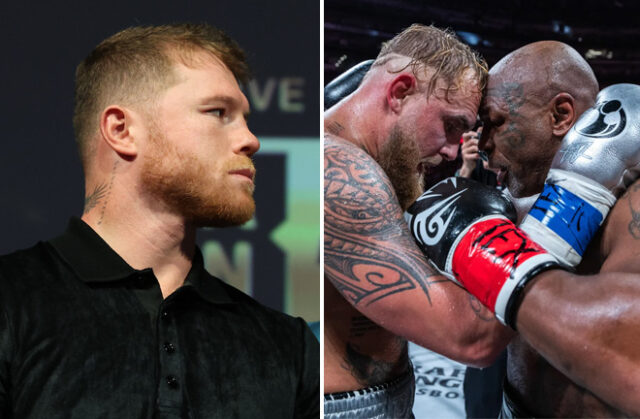 Canelo Alvarez says his desire to face Jake Paul increased after watching his win over Mike Tyson Photo Credit: Melina Pizano/Matchroom/Esther Lin/ Most Valuable Promotions