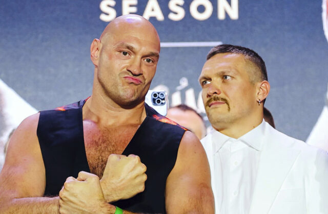 Tyson Fury promised to send Oleksandr Usyk into retirement on Saturday. Photo: Mikey Williams/Top Rank