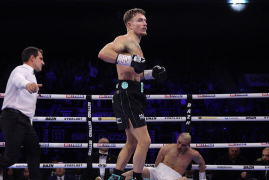 Dalton Smith closed in on a world title shot with a first round destruction over Walid Ouizza Photo Credit: Mark Robinson Matchroom Boxing