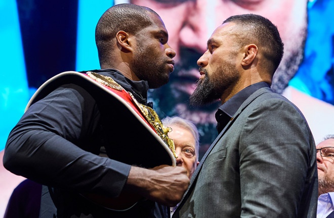 Dubois and Parker face-to-face ahead of their clash on February 22 Photo Credit: Mark Robinson Matchroom Boxing