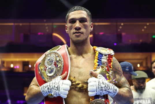 Jai Opetaia knocked out David Nyika in the fourth round to retain his IBF and Ring Magazine cruiserweight titles Photo Credit: Mark Robinson Matchroom Boxing