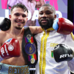 Liddard and Osaze embraced after their frantic battle Photo Credit: Mark Robinson Matchroom Boxing