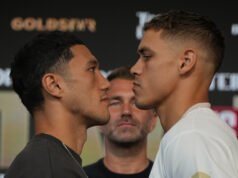 Jai Opetaia faces David Nyika in a world cruiserweight title battle in Australia on Wednesday Photo Credit: Tasman Fighters