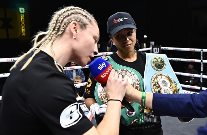 Price and Jonas clashed in Liverpool after fighting in December. Photo: Lawrence Lustig/BOXXER