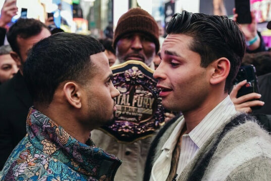 Ryan Garcia and Rolly Romero came face-to-face in Times Square Photo Credit: Amanda Westcott/Matchroom