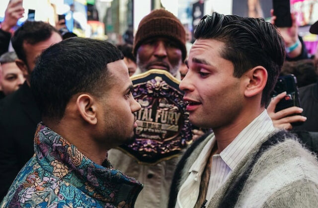 Ryan Garcia and Rolly Romero came face-to-face in Times Square Photo Credit: Amanda Westcott/Matchroom