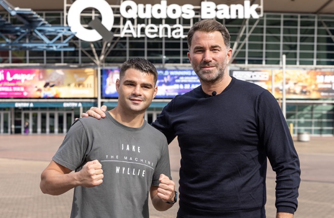 Wyllie alongside promoter Eddie Hearn Photo Credit: Matchroom Boxing